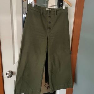 Wide-leg olive green cropped Madewell jeans